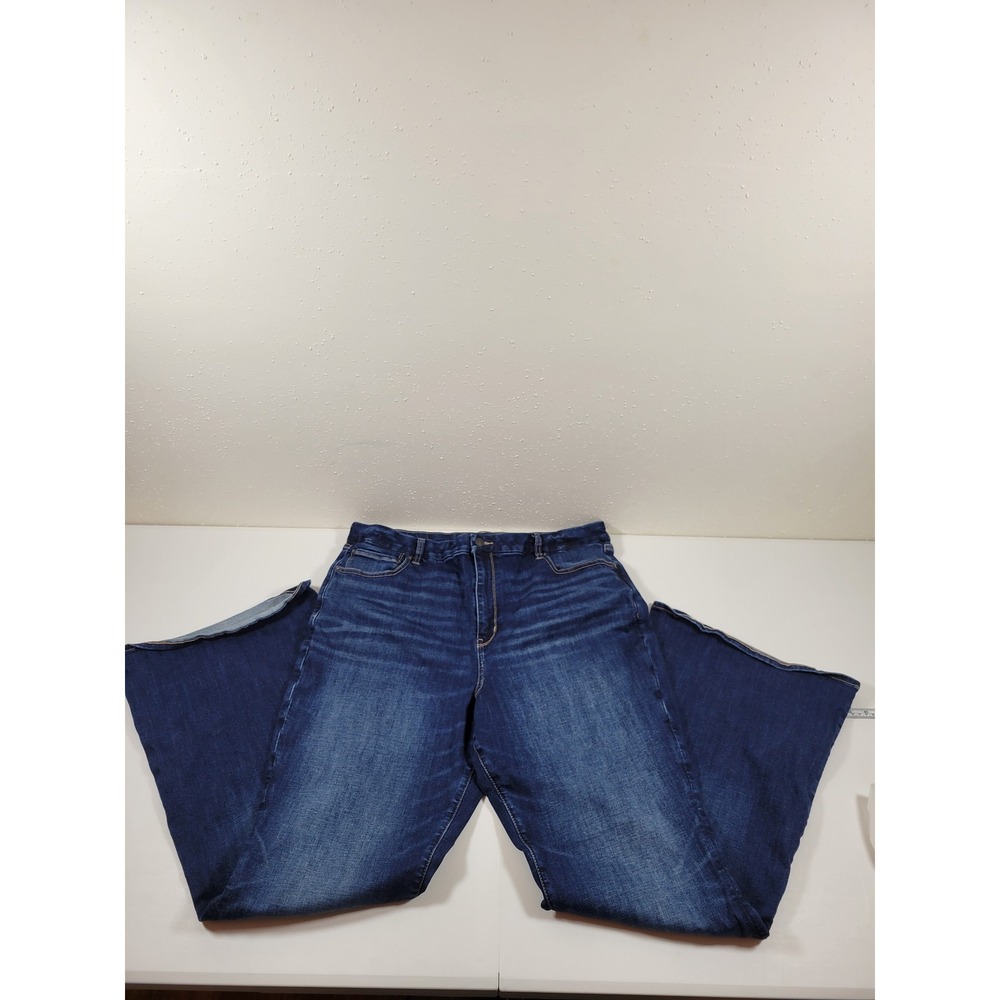 American Eagle Flare Jeans Womens 20 Long‎ Blue Excellent Curvy Super High Rise